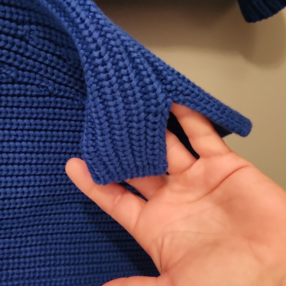 Poetry Blue Zip Up Sweater with Ribbed Knit - Picture 4 of 8